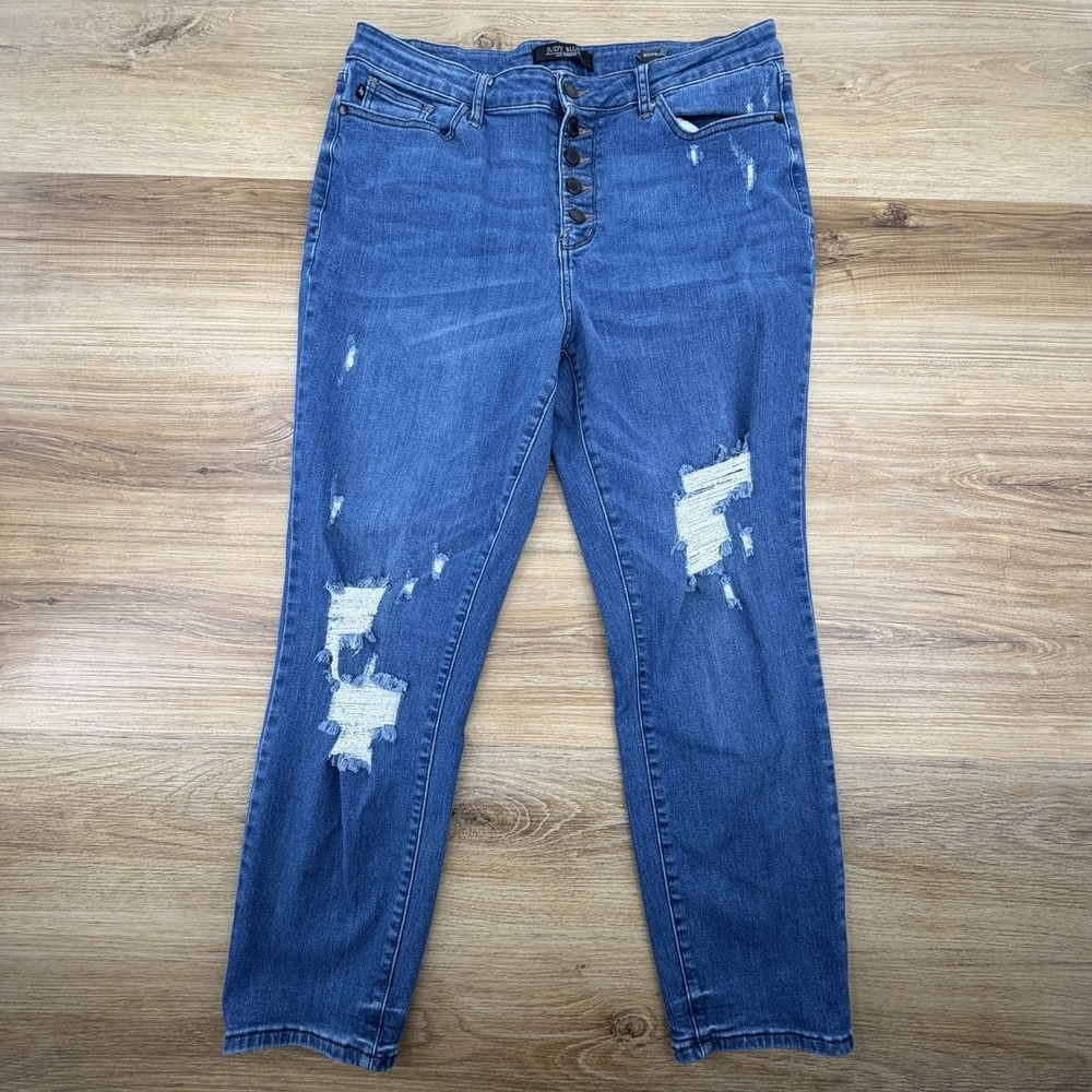 Judy Blue Jeans Womens Boyfriend Fit Button Fly Jeans 15 / 32